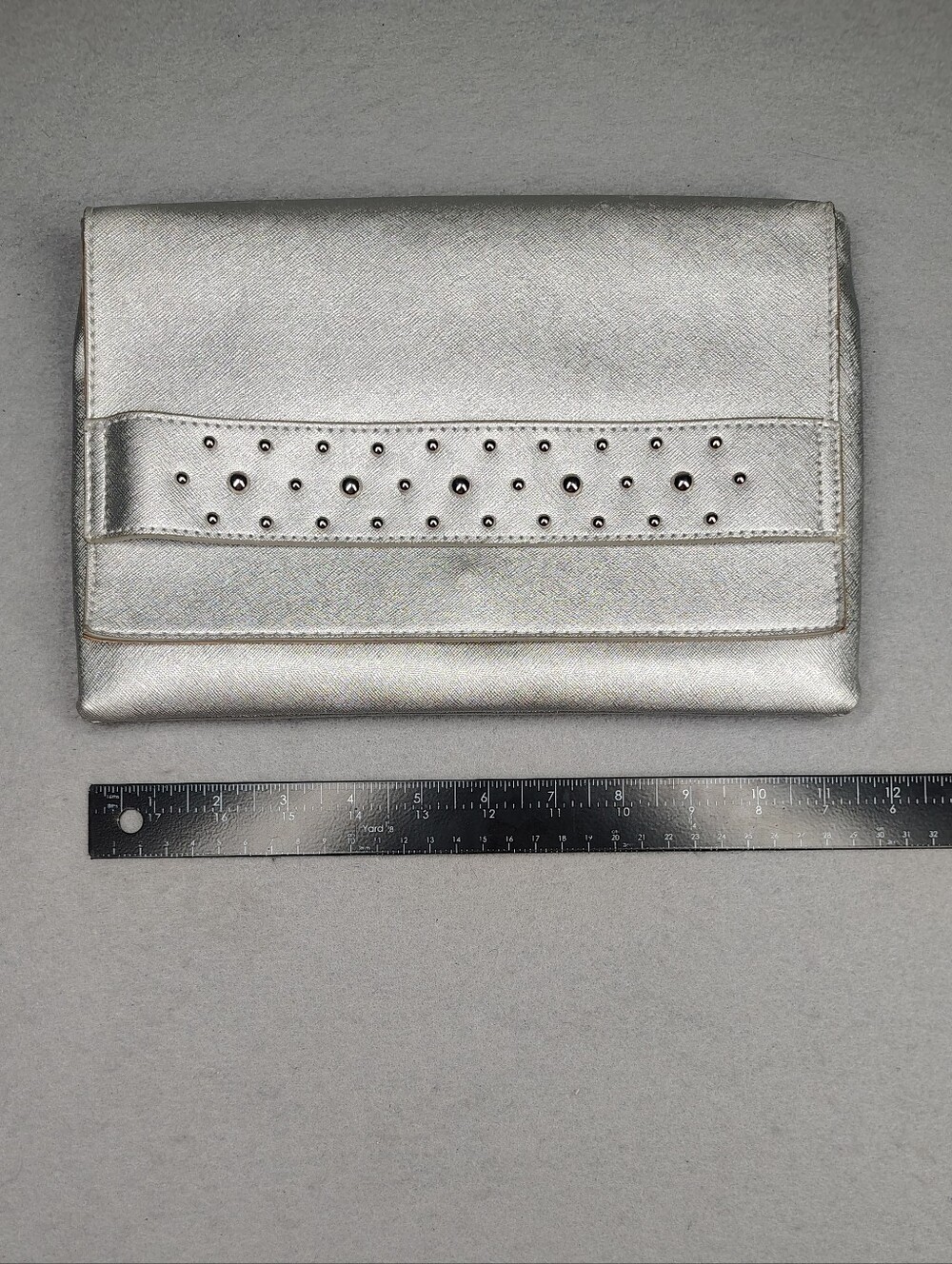 Nine West Silver Exterior with Beige Interior Shoulder Bag